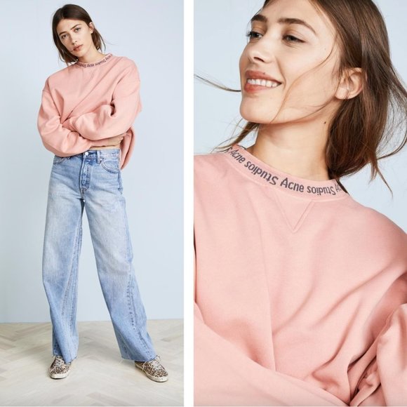 Acne Studios Tops - Acne Studios Yana Rib Pullover Sweatshirt Pink Barbiecore Athleisure Loungewear